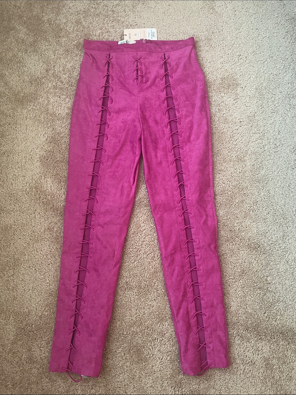 NWT House of CB Sophina Faux Suede Lace Up Pants - Picture 2 of 10